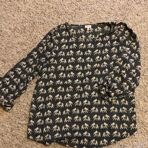 Pixley Black & White Elephant Print Blouse